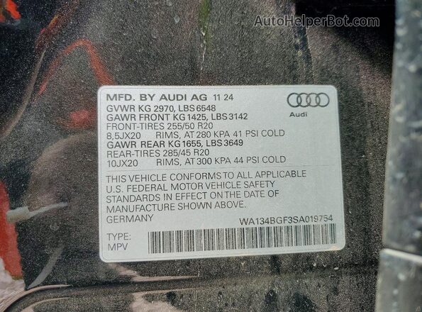 WA134BGF3SA019754 2025 AUDI OTHER Black სალონის 360-გრადუსიანი ხედი