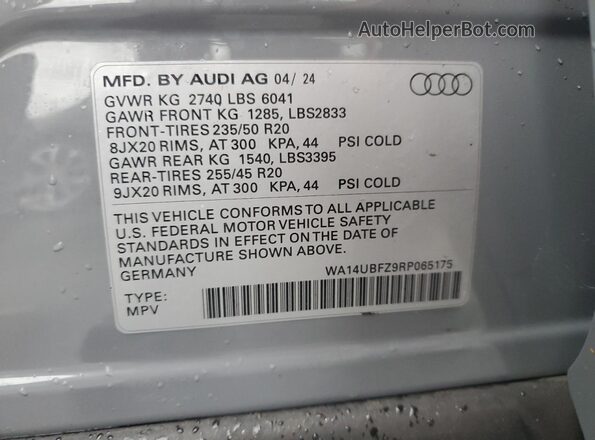 WA14UBFZ9RP065175 2024 AUDI Q4 Gray ძრავის განყოფილების ხედი