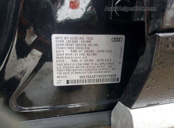WA15AAFY5P2076859 2023 AUDI Q5 Black VIN კოდის სტიკერის ხედი