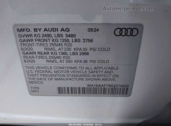 WA15AAFY8S2014624 2025 AUDI Q5 Black 