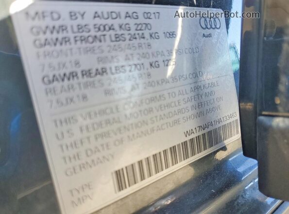 WA17NAF41HA133463 2017 AUDI OTHER Gray 