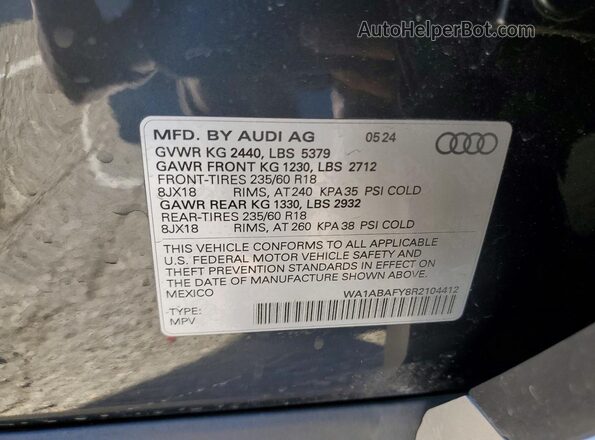 WA1ABAFY8R2104412 2024 AUDI Q5 Gray Սալոնի 360 աստիճան տեսք