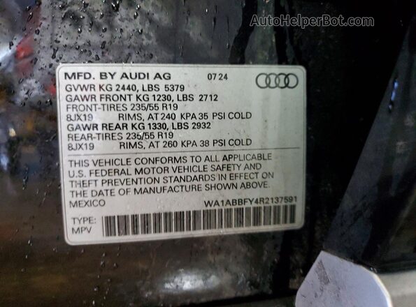 WA1ABBFY4R2137591 2024 AUDI Q5 Black VIN კოდის სტიკერის ხედი
