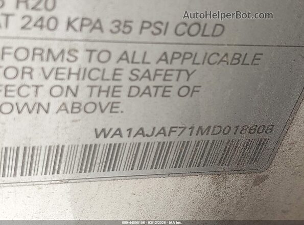 WA1AJAF71MD018608 2021 AUDI Q7 White Շարժիչի բաժամունքի տեսք