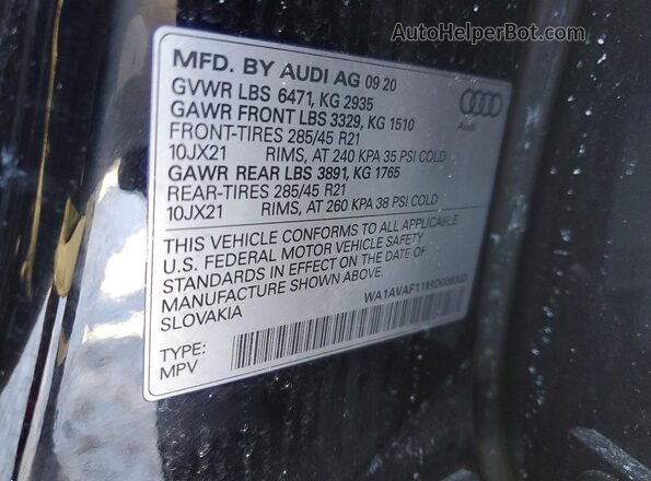 WA1AVAF11MD008323 2021 AUDI Q8 Black 