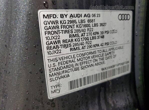 WA1AWBF10PD037206 2023 AUDI SQ8 Gray ძრავის განყოფილების ხედი