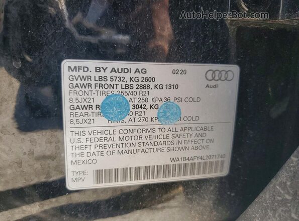 WA1B4AFY4L2071740 2020 AUDI SQ5 Black 