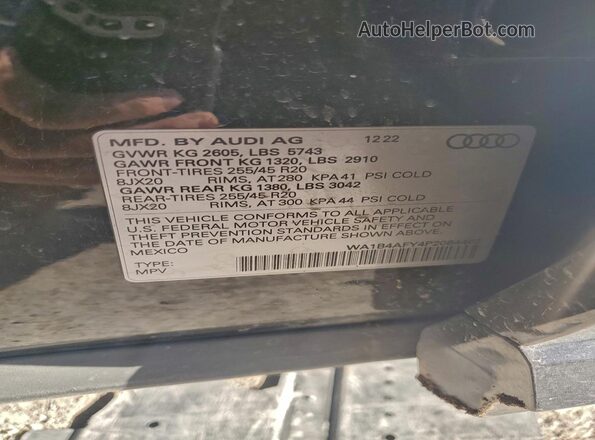 WA1B4AFY4P2084462 2023 AUDI SQ5 Black Vista de la etiqueta del VIN