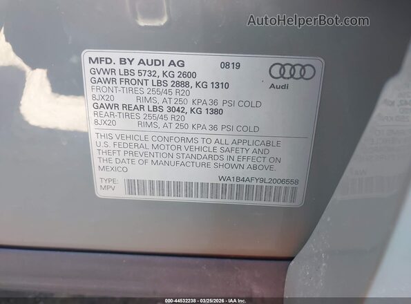WA1B4AFY9L2006558 2020 AUDI SQ5 Серый Вид подкапотного пространства