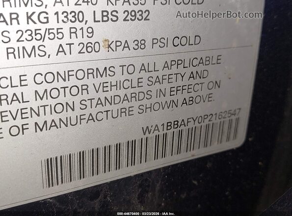 WA1BBAFY0P2162547 2023 AUDI Q5 Синий 