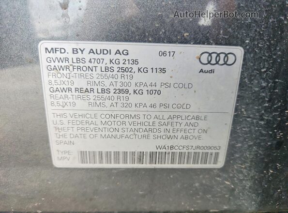WA1BCCFS7JR009053 2018 AUDI Q3 Gray Սալոնի 360 աստիճան տեսք