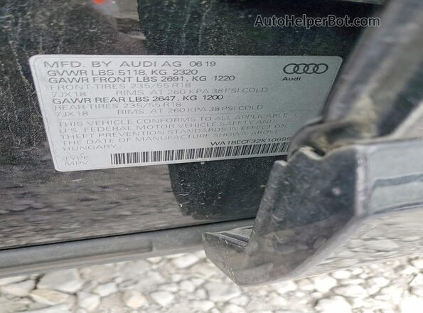 WA1BECF32K1069910 2019 AUDI Q3 Black VIN sticker view