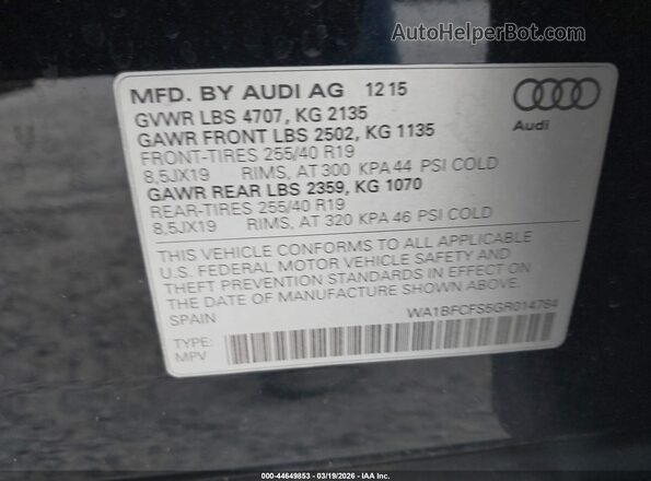WA1BFCFS5GR014784 2016 AUDI Q3 Black Widok komory silnika