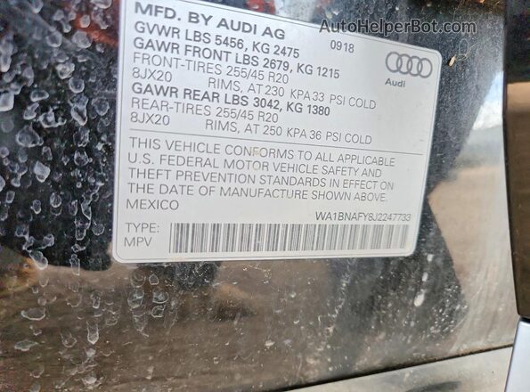 WA1BNAFY8J2247733 2018 AUDI Q5 Black ძრავის განყოფილების ხედი