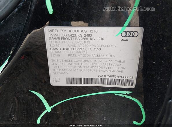 WA1C2AFP3HA088852 2017 AUDI Q5 Black Engine compartment view
