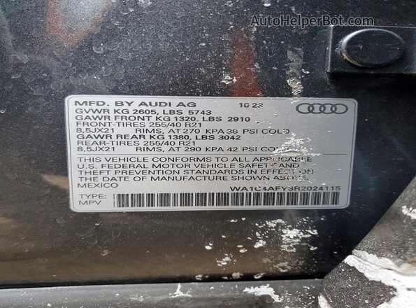 WA1C4AFY3R2024115 2024 AUDI SQ5 Gray Вид підкапотного простору