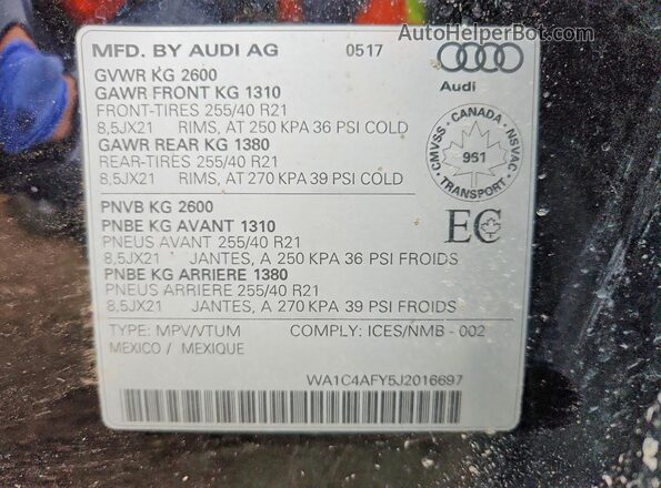 WA1C4AFY5J2016697 2018 AUDI SQ5 Black 