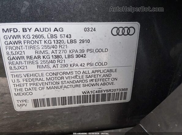 WA1C4BFY5R2073368 2024 AUDI SQ5 Gray Շարժիչի բաժամունքի տեսք