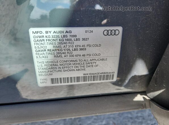 WA1DAAGE4RB054449 2024 AUDI Q8 Gray Вид наклейки з VIN-кодом