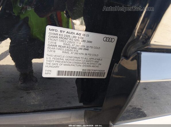 WA1DECF35P1142025 2023 AUDI Q3 Black Շարժիչի բաժամունքի տեսք