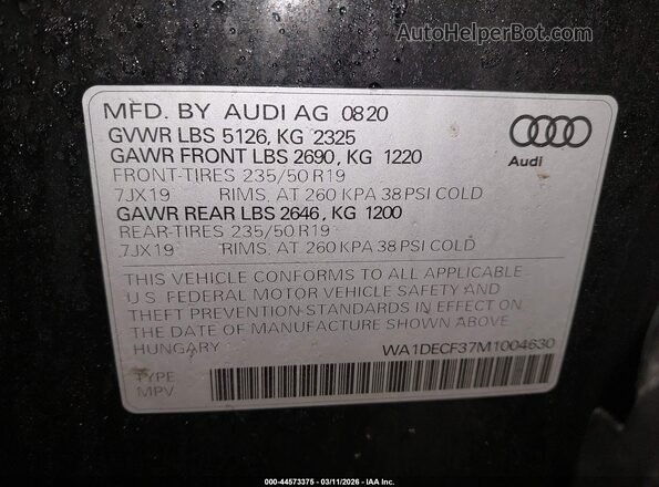 WA1DECF37M1004630 2021 AUDI Q3 Black Engine compartment view