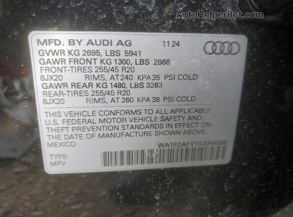 WA1E2AFY1S2044500 2025 AUDI Q5 Black Вид наклейки з VIN-кодом
