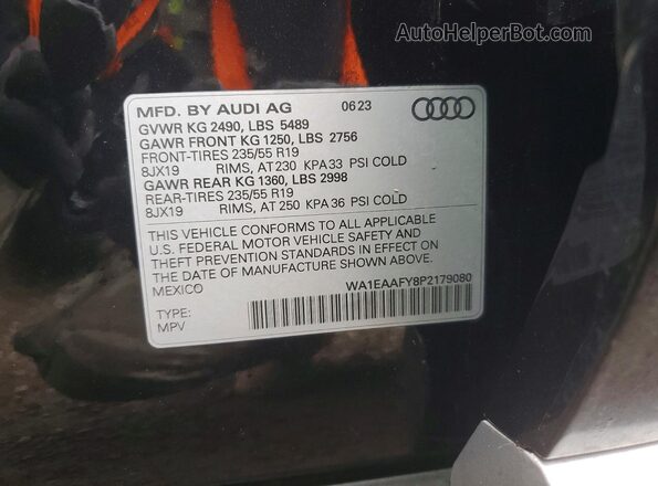 WA1EAAFY8P2179080 2023 AUDI Q5 Black Engine compartment view