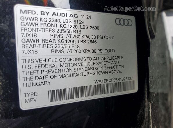 WA1EECF35S1025137 2025 AUDI Q3 Black 