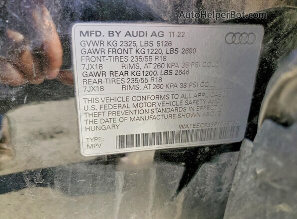 WA1EECF36P1068764 2023 AUDI Q3 Black VIN sticker view