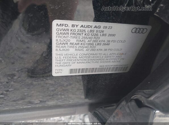 WA1EEDF36R1042397 2024 AUDI Q3 Black Vista del compartimento del motor