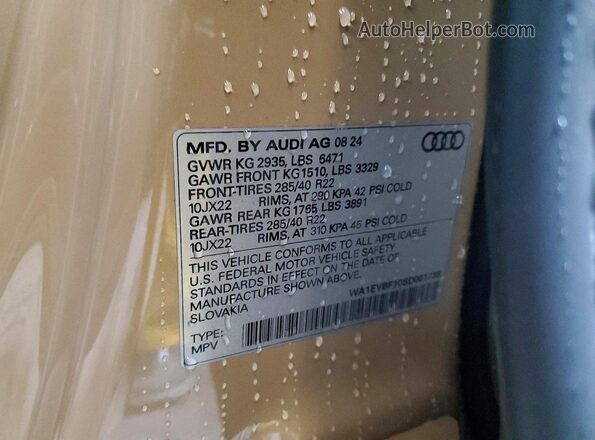 WA1EVBF10SD001738 2025 AUDI Q8 Желто-коричневый Панорамный вид салона 360°