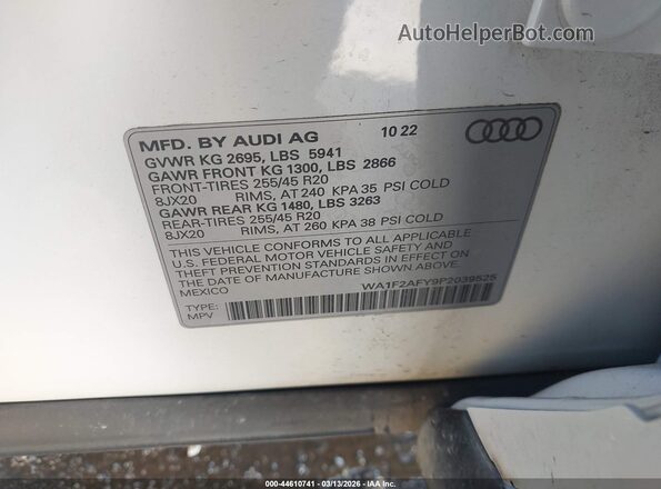 WA1F2AFY9P2039525 2023 AUDI Q5 Белый Вид подкапотного пространства