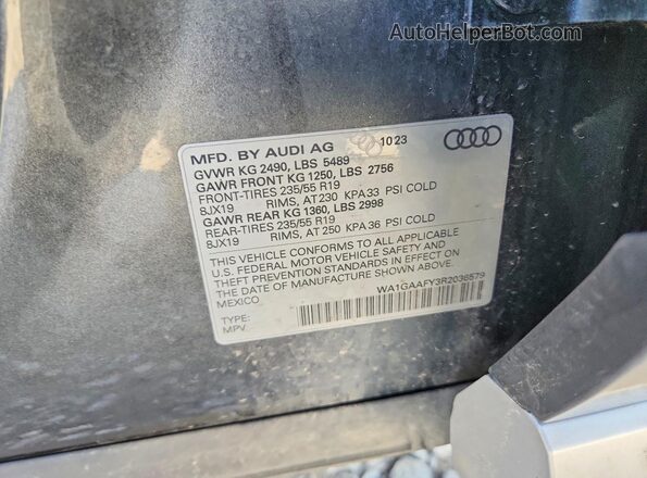 WA1GAAFY3R2036579 2024 AUDI Q5 Gray Vista interior de 360 grados
