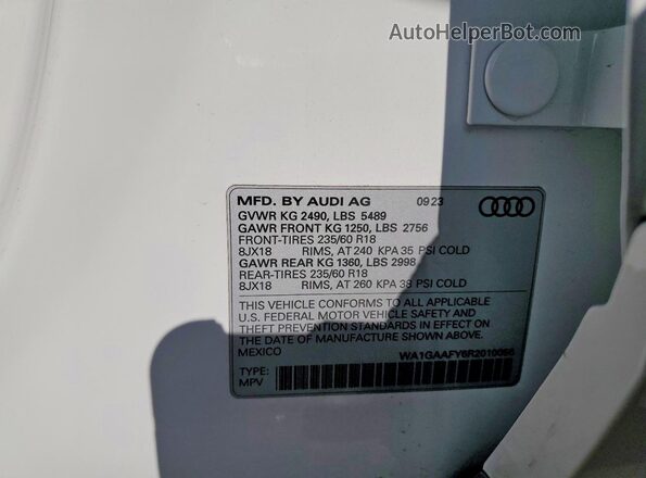 WA1GAAFY6R2010056 2024 AUDI Q5 White სალონის 360-გრადუსიანი ხედი