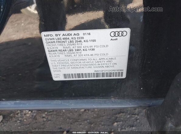 WA1GFCFS2GR016384 2016 AUDI Q3 Black Vista trasera