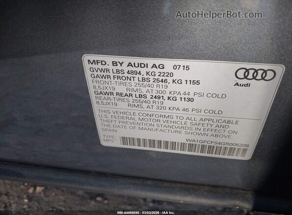 WA1GFCFS4GR005208 2016 AUDI Q3 Blue Widok komory silnika
