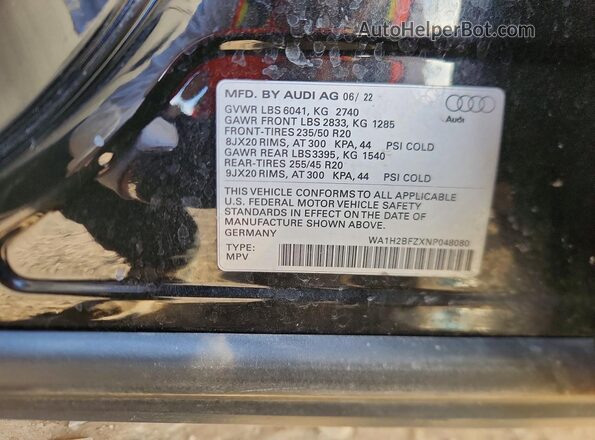WA1H2BFZXNP048080 2022 AUDI Q4 Tan სალონის 360-გრადუსიანი ხედი
