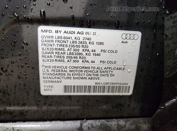 WA1J2BFZ8NP042084 2022 AUDI Q4 Черный Вид подкапотного пространства