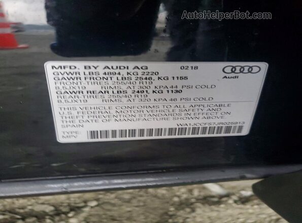 WA1JCCFS7JR025913 2018 AUDI Q3 Черный Вид подкапотного пространства