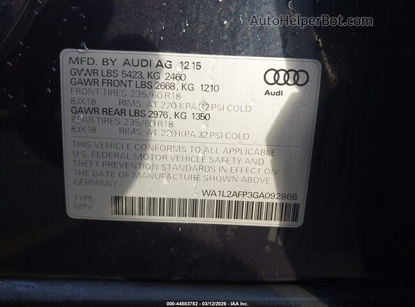 WA1L2AFP3GA092866 2016 AUDI Q5 Gray Widok komory silnika