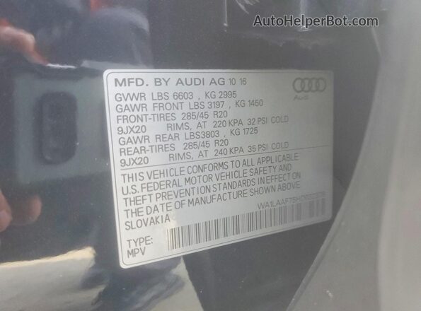WA1LAAF75HD032378 2017 AUDI Q7 Черный Вид наклейки с VIN-кодом