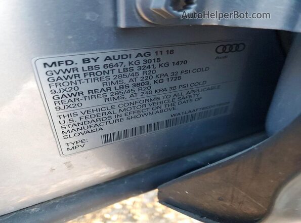 WA1LAAF76KD019808 2019 AUDI Q7 Серый 