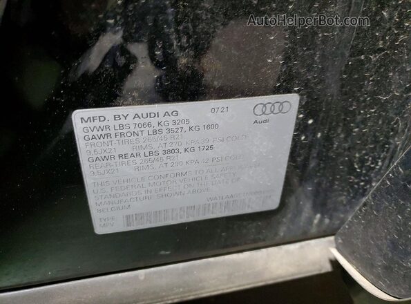 WA1LAAGE1NB004985 2022 AUDI E-TRON Black VIN կոդի պիտակի տեսք