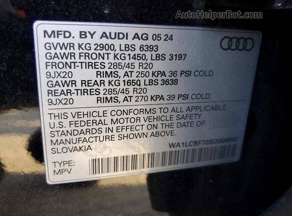 WA1LCBF70SD006942 2025 AUDI Q7 Black Панорамний вид салону 360°