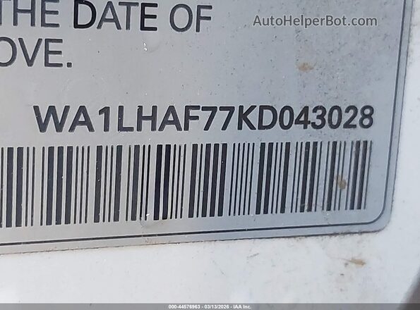 WA1LHAF77KD043028 2019 AUDI Q7 Белый Вид подкапотного пространства
