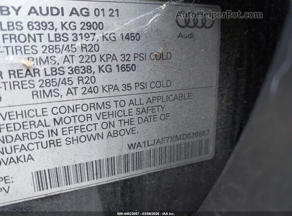 WA1LJAF7XMD029857 2021 AUDI Q7 Черный Вид подкапотного пространства