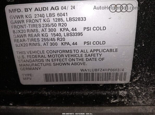 WA1LUBFZ4RP066374 2024 AUDI Q4 Black 
