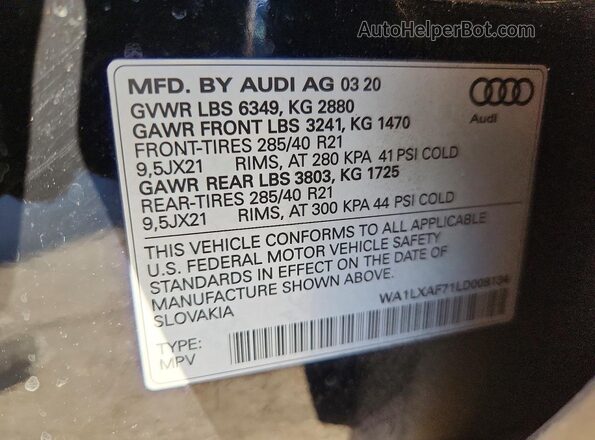 WA1LXAF71LD008134 2020 AUDI Q7 Черный 