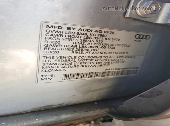 WA1LXAF73MD013790 2021 AUDI Q7 Серебряный 