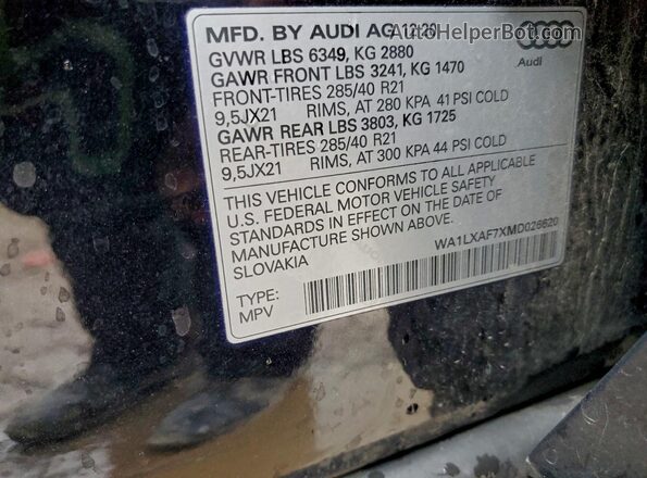 WA1LXAF7XMD026620 2021 AUDI Q7 Black Widok wnętrza 360 stopni
